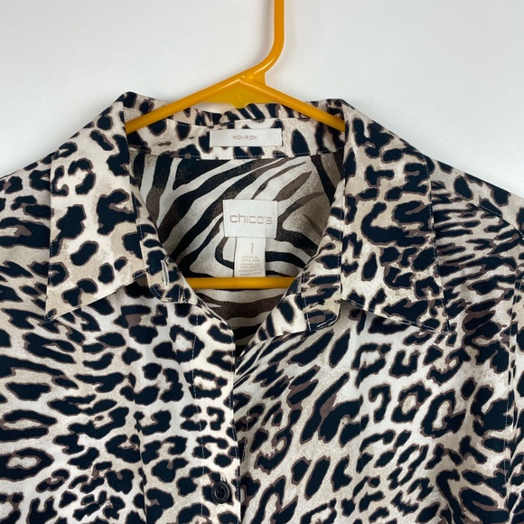 Chico's Leopard Print Button Down Tunic 1 - Picture 8 of 10